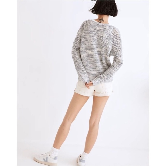NEW Madewell Southbrook Open Stitch V Neck Pullover Sweater | Space Dye‎ | Small - Picture 4 of 12